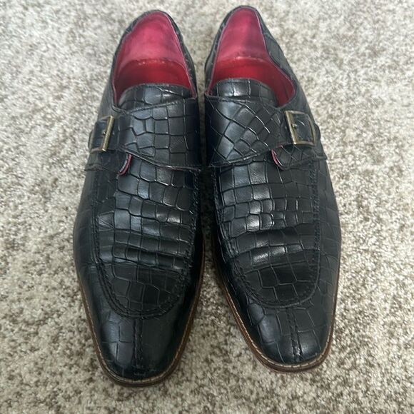 S.Baker Black Men’s Crocodile Dress Shoes 39 - Picture 2 of 12